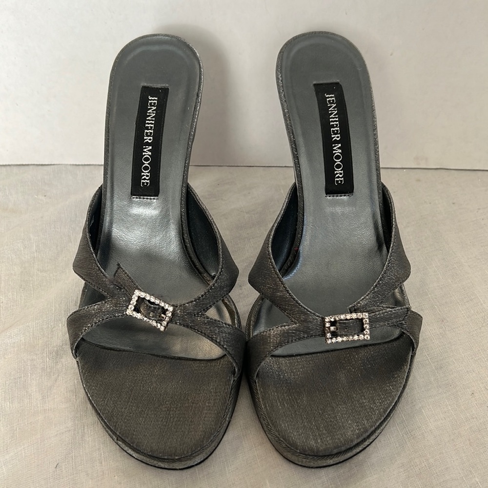 Jennifer Moore party shoes, worn once, like new. Pretty silvery gray.